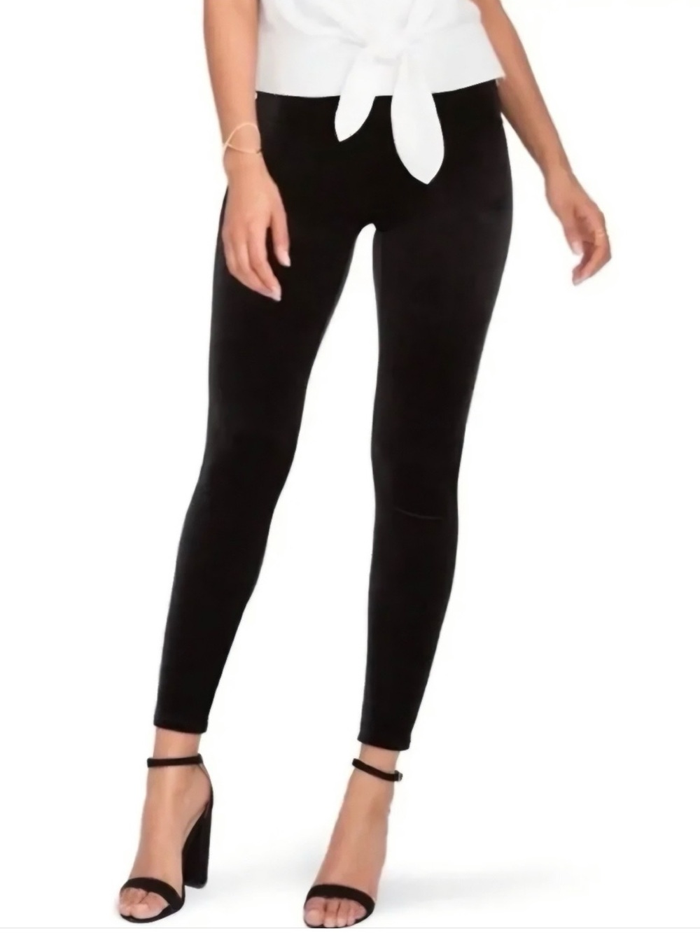 Spanx Black High-Waisted Velour Leggings - Size Medium